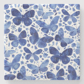 Butterflies Waterverf Blue Stenen Onderzetter (Voorkant)