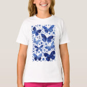 Butterflies Waterverf Blue T-shirt (Voorkant)