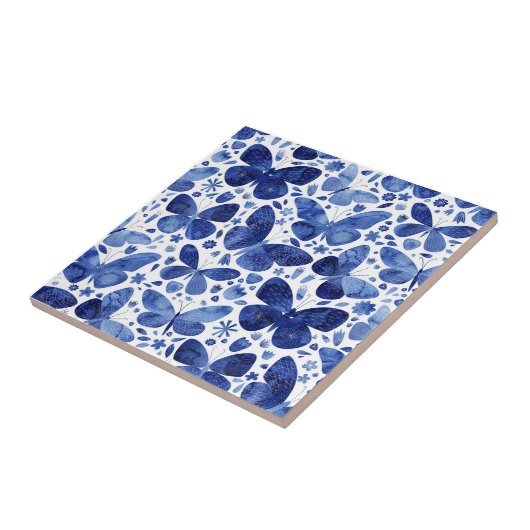 Butterflies Waterverf Blue Tegeltje (Zijkant)