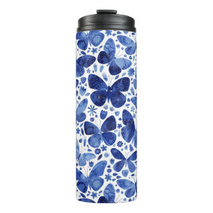 Butterflies Waterverf Blue Thermosbeker