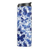 Butterflies Waterverf Blue Thermosbeker (Gedraaid links)