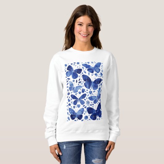 Butterflies Waterverf Blue Trui (Voorkant volledig)