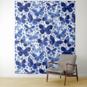 Butterflies Waterverf Blue Wandkleed (In situ)