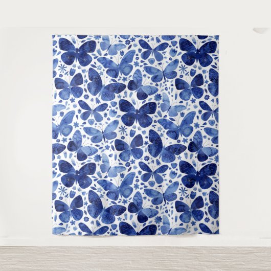 Butterflies Waterverf Blue Wandkleed (Voorkant)