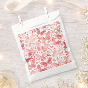 Butterflies Waterverf Coral Pink Bedankzakje