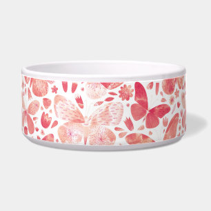 Butterflies Waterverf Coral Pink Bowl Voerbakje