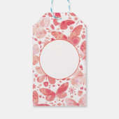 Butterflies Waterverf Coral Pink Cadeaulabel (Achterkant)