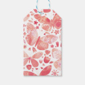 Butterflies Waterverf Coral Pink Cadeaulabel (Voorkant)