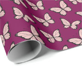 Butterflies Waterverf Coral Pink Cadeaupapier (Rol Hoek)