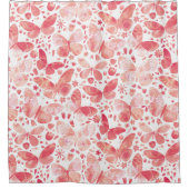 Butterflies Waterverf Coral Pink Douchegordijn (Voorkant)