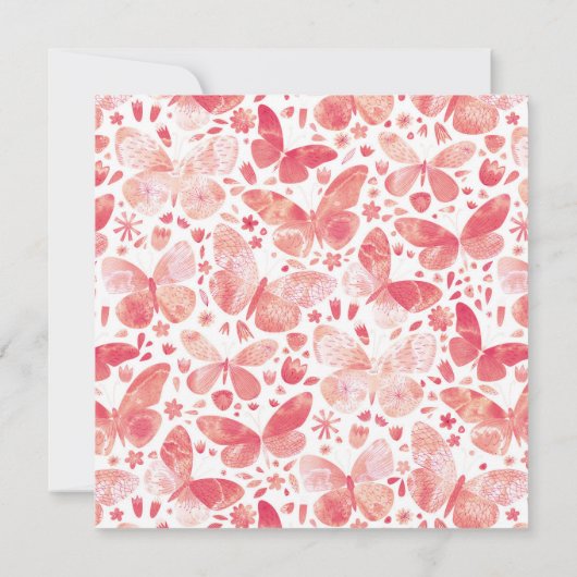 Butterflies Waterverf Coral Pink Evening Kaart (Achterkant)