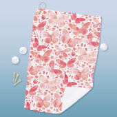 Butterflies Waterverf Coral Pink Golfhanddoek