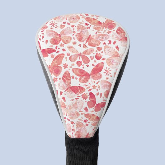 Butterflies Waterverf Coral Pink Golfheadcover