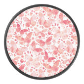 Butterflies Waterverf Coral Pink Hockey Hockey Puck (Voorkant)