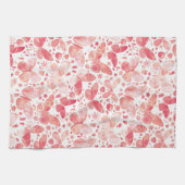 Butterflies Waterverf Coral Pink Kitchen Towel Theedoek (Horizontaal)
