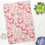 Butterflies Waterverf Coral Pink Kitchen Towel Theedoek<br><div class="desc">Koraalroze en witte waterverf vlinderschilderij.</div>