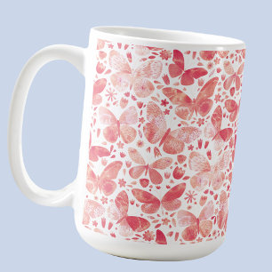 Butterflies Waterverf Coral Pink Koffiemok