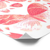 Butterflies Waterverf Coral Pink Poster (Hoek)