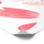 Butterflies Waterverf Coral Pink Poster (Hoek)