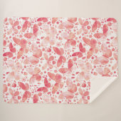 Butterflies Waterverf Coral Pink Sherpa Deken (Voorkant (horizontaal))