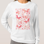 Butterflies Waterverf Coral Pink T-shirt<br><div class="desc">Koraalroze en witte waterverf vlinderschilderij.</div>