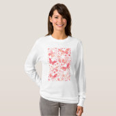 Butterflies Waterverf Coral Pink T-shirt (Voorkant volledig)