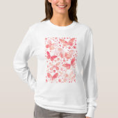 Butterflies Waterverf Coral Pink T-shirt (Voorkant)