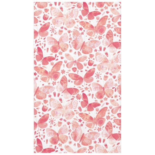 Butterflies Waterverf Coral Pink Tablecloth Tafelkleed (Voorkant)