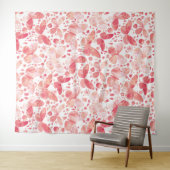 Butterflies Waterverf Coral Pink Wandkleed (In Situ (horizontaal))