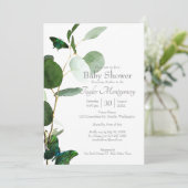 Butterflies & Waterverf Greenery Baby shower Kaart (Staand voorkant)