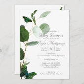 Butterflies & Waterverf Greenery Baby shower Kaart (Voorkant / Achterkant)