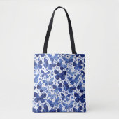Butterflies Waterverf Indigo Blue Art Tote Bag (Voorkant)