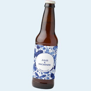 Butterflies Waterverf Indigo Blue Bier Etiket
