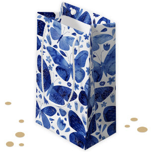 Butterflies Waterverf Indigo Blue Klein Cadeauzakje