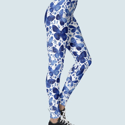 Butterflies Waterverf Indigo Blue Leggings