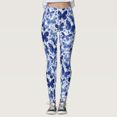 Butterflies Waterverf Indigo Blue Leggings (Voorkant)