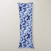 Butterflies Waterverf Indigo Blue Lichaamskussen (Voorkant Verticaal)