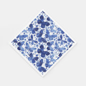 Butterflies Waterverf Indigo Blue Napkins Servet (Hoek)