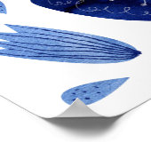 Butterflies Waterverf Indigo Blue Poster (Hoek)