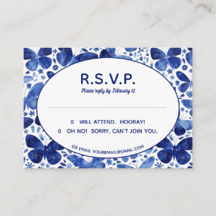 Butterflies Waterverf Indigo Blue R.S.V.P. Informatiekaartje