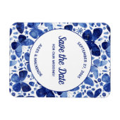 Butterflies Waterverf Indigo Blue Save the Date Magneet (Horizontaal)