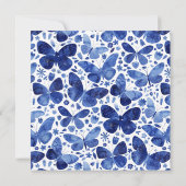 Butterflies Waterverf Indigo Blue Wedding Bedankkaart (Achterkant)