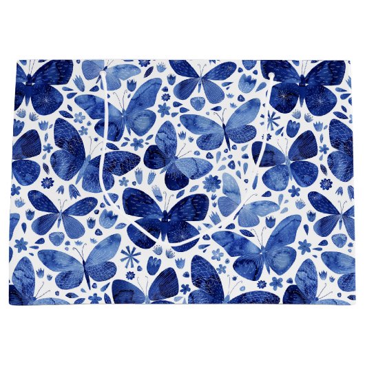 Butterflies Waterverf Indigo Groot Cadeauzakje (Voorkant)