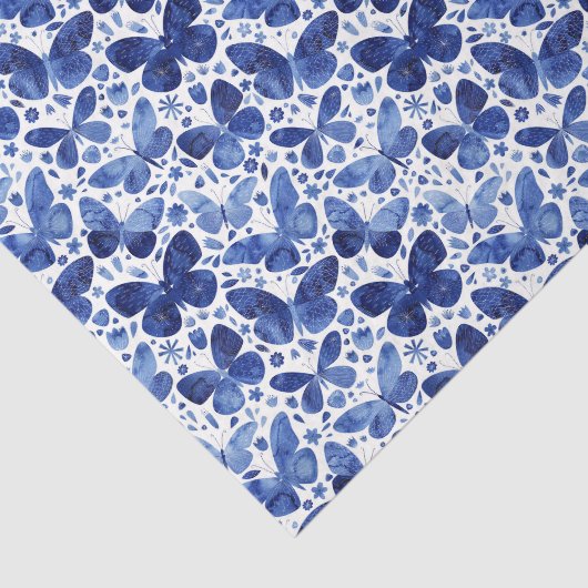Butterflies Waterverf Indigo Tissuepapier (Detail)