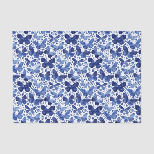 Butterflies Waterverf Indigo Tissuepapier (Voorkant)