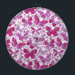 Butterflies Waterverf Magenta Pink Dartbord<br><div class="desc">Magenta roze waterverf vlinderschilderij.</div>