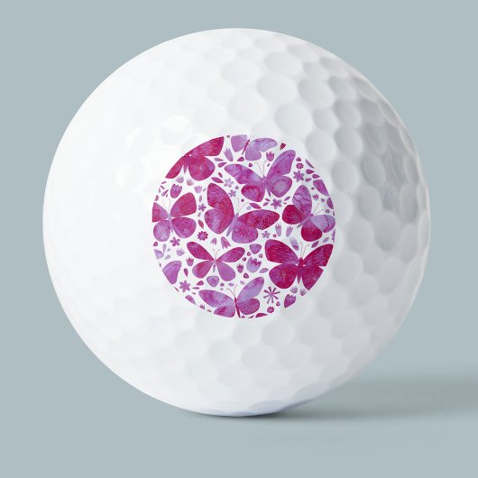Butterflies Waterverf Magenta Pink Golfballen
