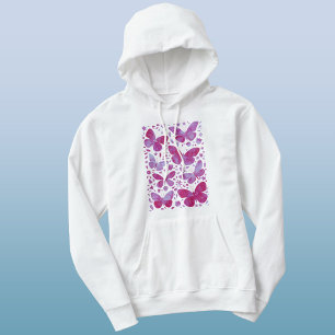 Butterflies Waterverf Magenta Pink Hoodie