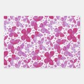 Butterflies Waterverf Magenta Pink Inpakpapier Vel (Voorkant 2)