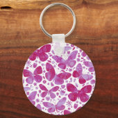 Butterflies Waterverf Magenta Pink Keepslag Sleutelhanger (Voorkant)